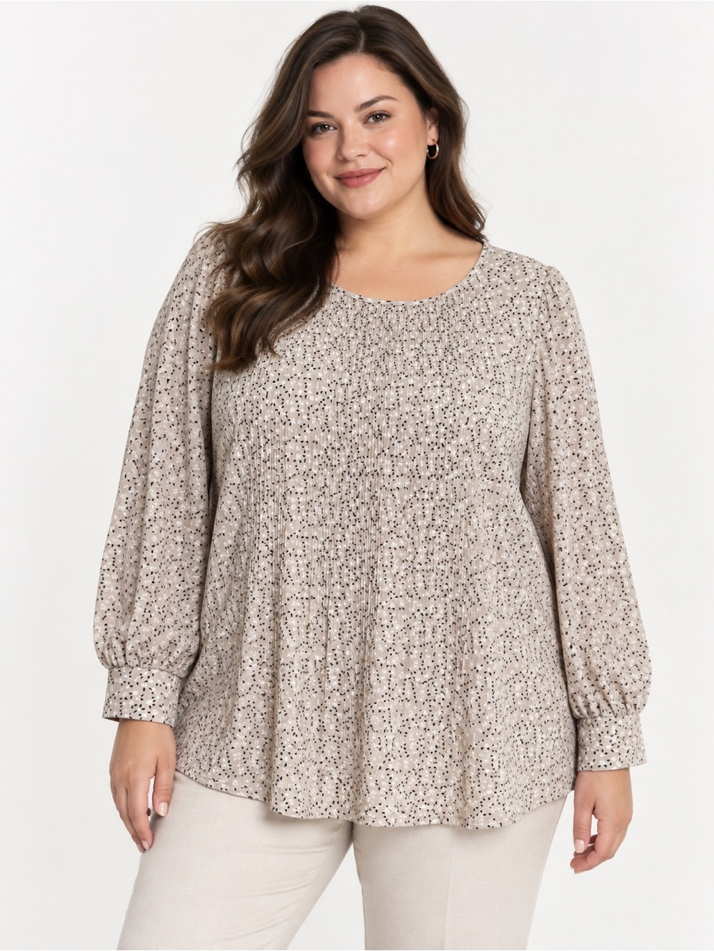 Adrianna Papell Floral Pleated 3/4 Sleeve Blouse 2X Office Workwear Cottagecore